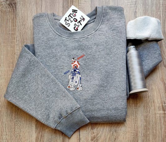 Embroidered Lovely Droids Characters embroidered Sweatshirt, embroidered Hoodie, embroidered T-shirt, Love Gifts, Valentine's day gift