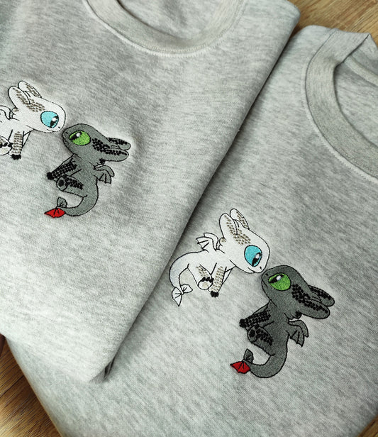 Embroidered Dragon's Lovely Characters embroidered Sweatshirt, embroidered Hoodie, embroidered T-shirt, Love Gifts