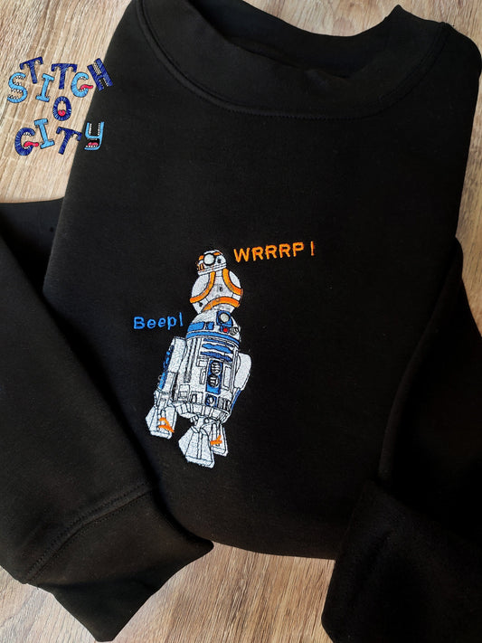 Embroidered Lovely Droids Characters embroidered Sweatshirt, embroidered Hoodie, embroidered T-shirt, Love Gifts, Valentine's day gift